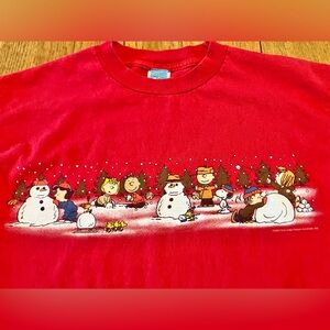 1990s Peanuts Christmas Long Sleeve Shirt Size M Unisex Adult Red Snoopy Vintage